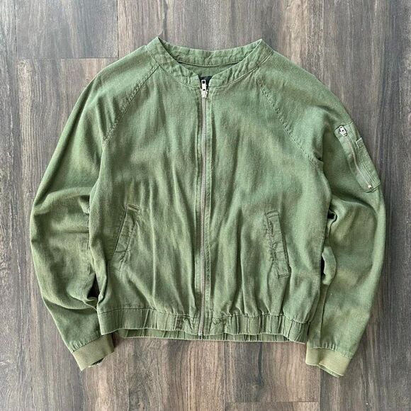 Sanctuary Lightweight Jacket Military Green Full Zip w/ Pockets Women's Medium - Picture 1 of 5